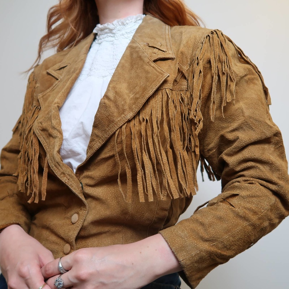 Wilsons Leather Tan Suede Fringe Jacket - Picture 2 of 8